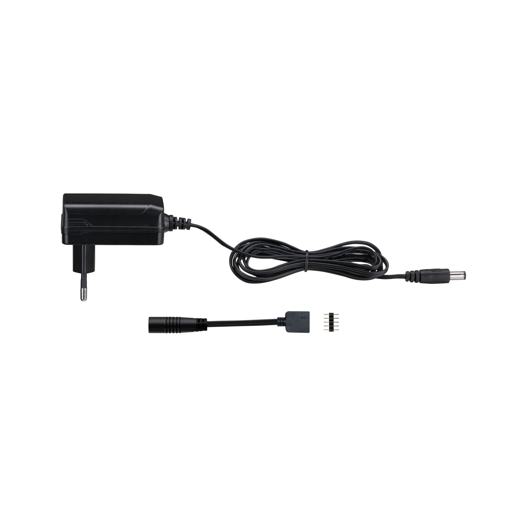 Alimentation Universal 230/24V 12VA Noir Adaptateur secteur noir avec câble et connecteur pour éclairage LED, accessoire d'alimentation.