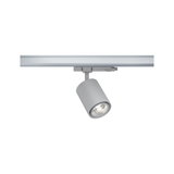 Modern grey metal LED spotlight on track system for flexible room lighting solutions