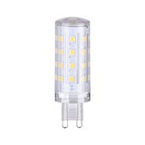 Transparent LED bulb with G9 base and warm white LEDs for energy-efficient lighting solutions