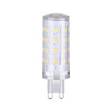 Transparent LED bulb with G9 base and warm white LEDs for energy-efficient lighting solutions