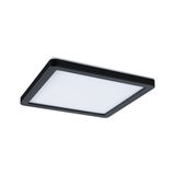 Black square LED ceiling light with white plastic diffuser for modern indoor lighting solutions