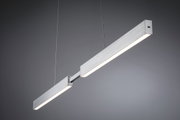 Moderne LED-Pendelleuchte aus gebürstetem Aluminium in Silber mit warmweißem Licht für Wohnräume