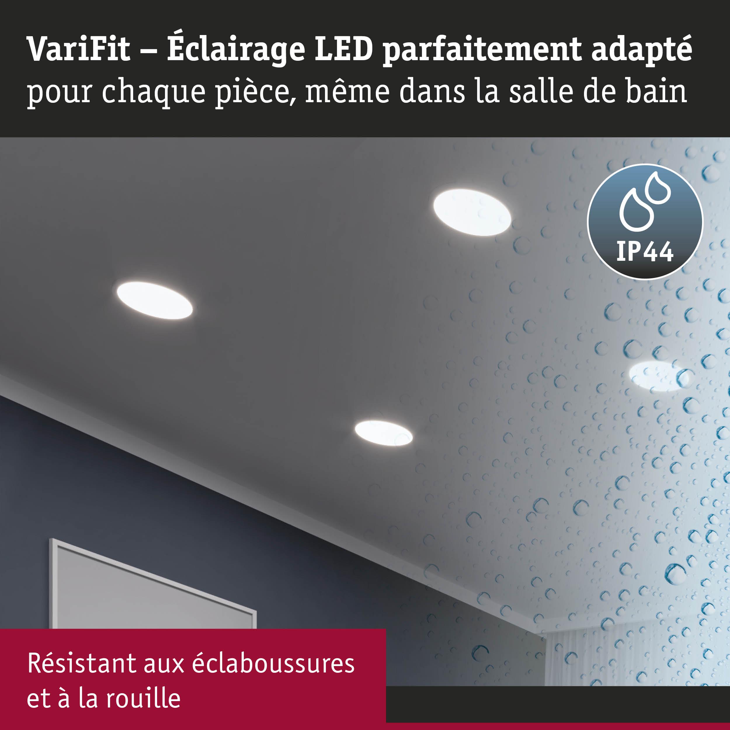 Éclairage LED encastré blanc IP44, résistant aux éclaboussures et à la rouille pour salle de bain