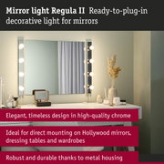 Mirror light Regula II in high-quality chrome with LED bulbs, perfect for Hollywood mirrors and dressing tables