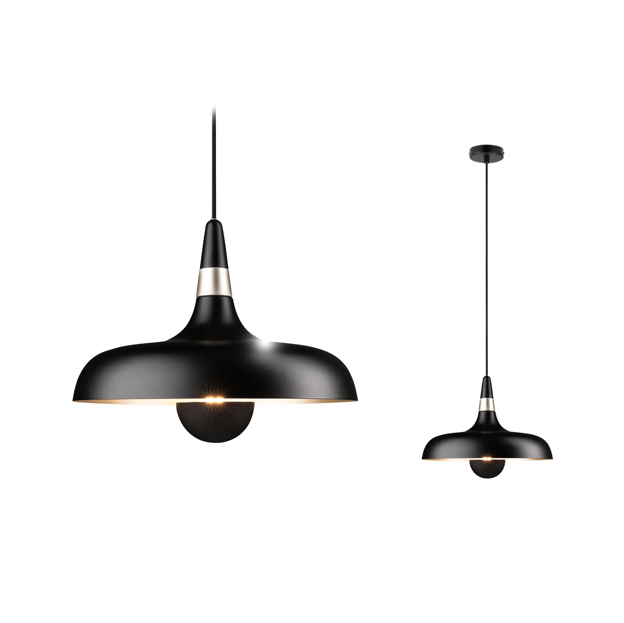 Luminaire en suspension Juna E27 max. 20W Noir mat/Champagne gradable Métal Luminaire en suspension Juna E27 max. 20W Noir mat/Champagne gradable Métal