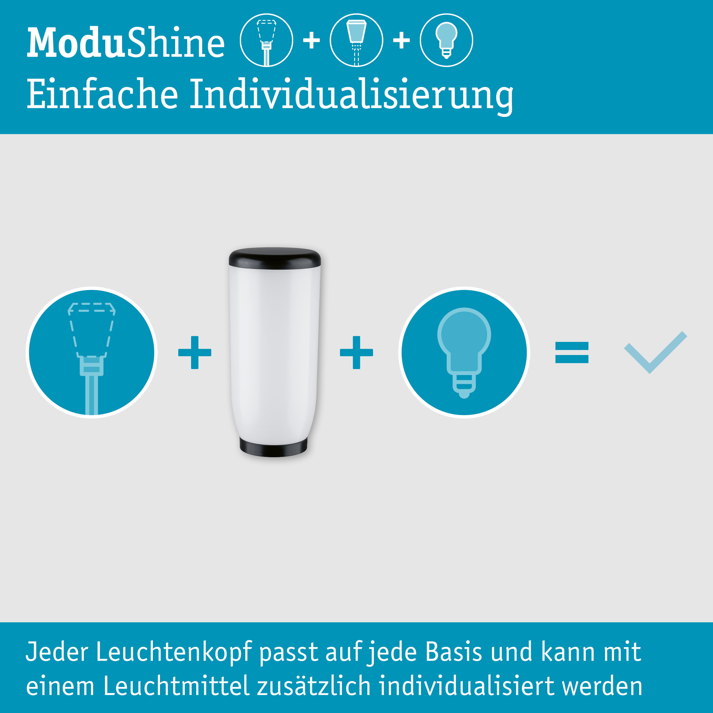 ModuShine Schirm Velurio IP44 zylindrisch Anthrazit/Weiß