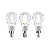 Three clear glass LED bulbs with E14 base for energy-efficient lighting solutions