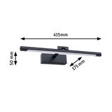 Black metal LED wall light 415 mm wide with 175 mm projection for modern indoor lighting