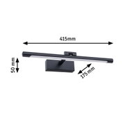 Schwarze LED-Wandleuchte aus Metall mit 415 mm Breite und 175 mm Ausladung für moderne Innenbeleuchtung