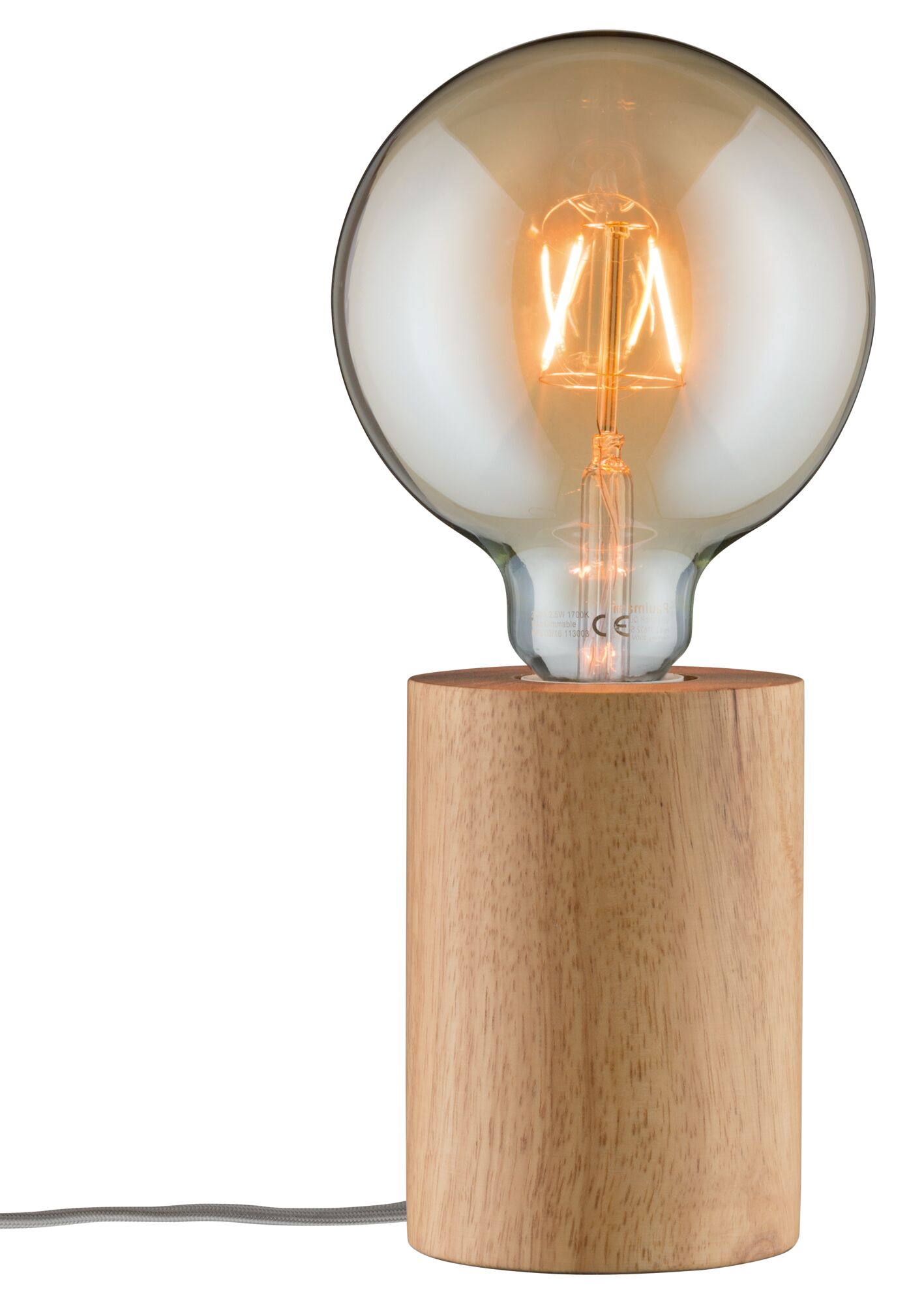 Neordic Lampe à poser Talin E27 max. 20W Bois Bois Lampe de table avec socle en bois et grande ampoule diffusant une lumière chaude et agréable