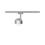Moderne chromen kogelspot met witte glazen bol voor LED plafondverlichtingssystemen
