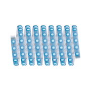 Flexible LED strip with blue LEDs and adhesive backing for versatile lighting applications and decoration