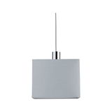 Modern pendant lamp with grey fabric shade and chrome metal holder for stylish home lighting