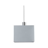 Modern pendant lamp with grey fabric shade and chrome metal holder for stylish home lighting