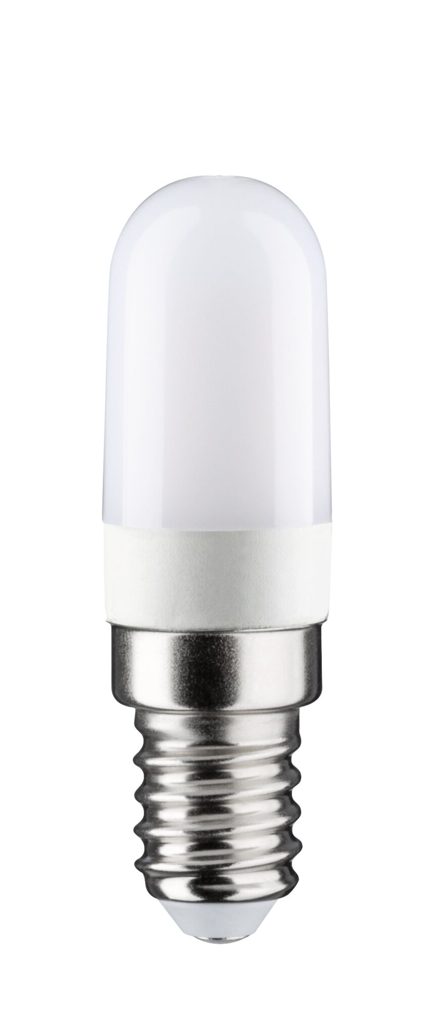 Small white LED bulb with metal E14 base for energy-efficient lighting solutions