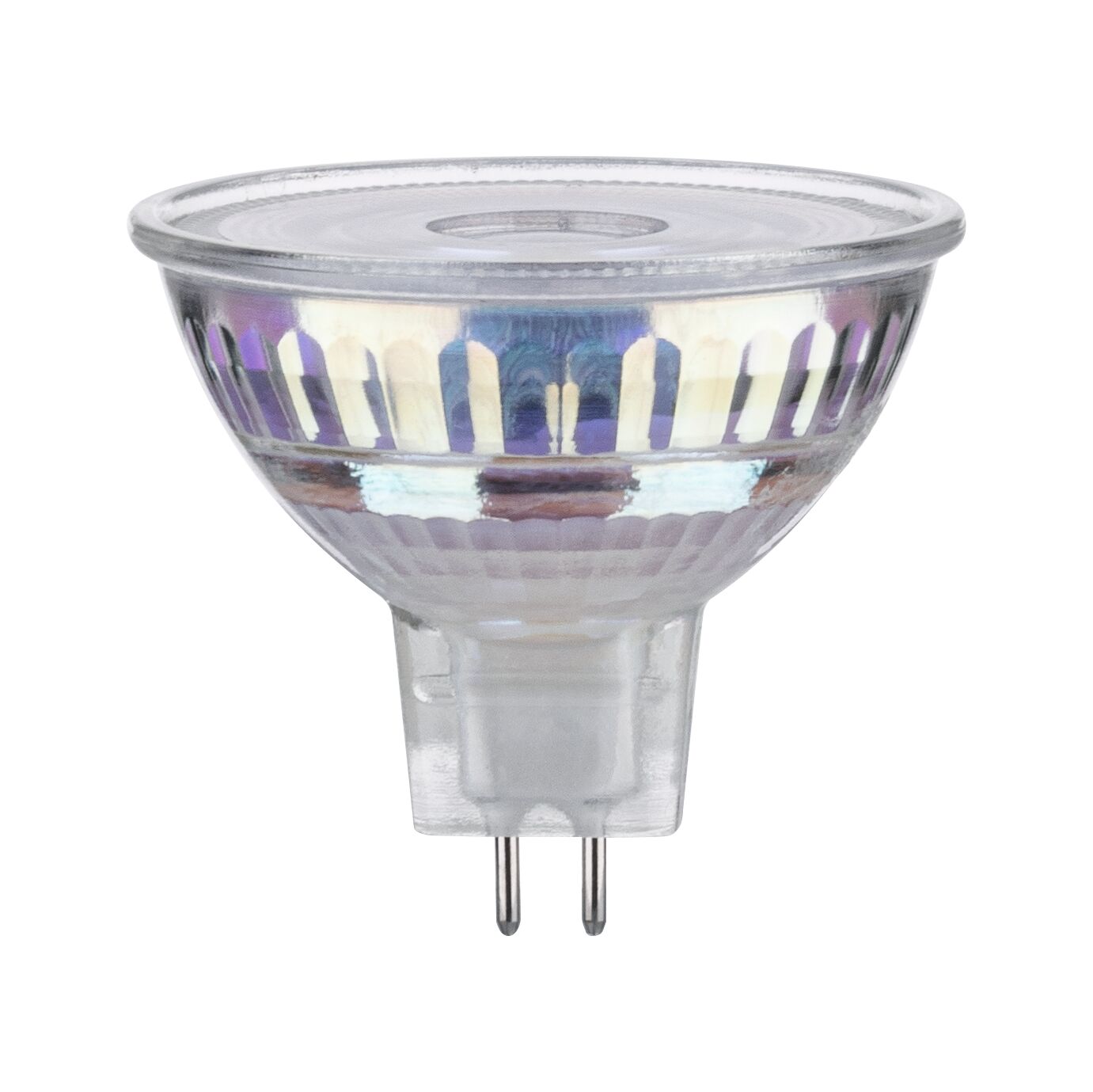 Clear MR16 halogen bulb with two metal pins, energy-saving lamp for spot lighting applications