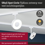 Witte URail Spot Circle LED-spot met dimbare warmwitte verlichting voor moderne binnenruimtes
