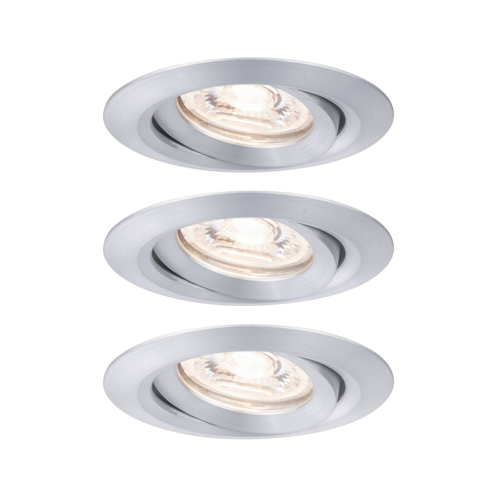 LED Recessed luminaire Easy Dim Nova Mini Plus Coin Basic Set Swivelling round 66mm 15° Coin 3x4,2W 3x300lm 230V dimmable 2700K Aluminium