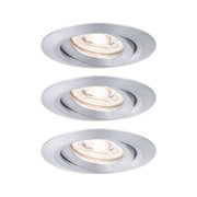 Round recessed spotlight in brushed silver aluminium with LED light source for modern lighting solutions