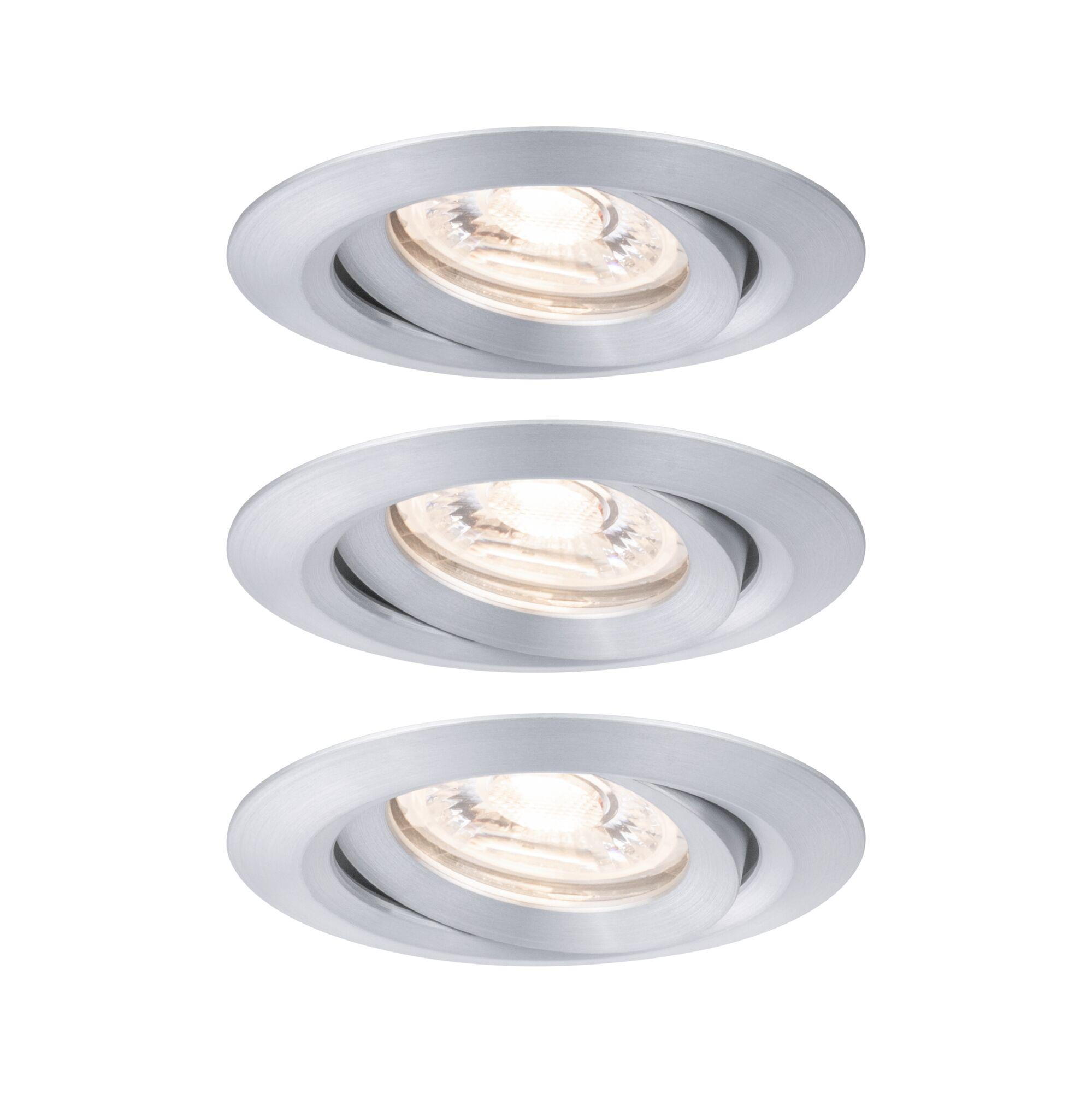 Round recessed spotlight in brushed silver aluminium with LED light source for modern lighting solutions