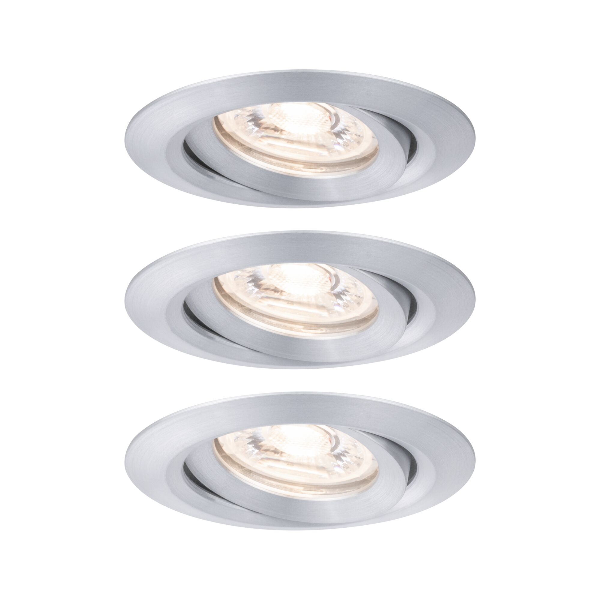 Spot encastré rond en aluminium brossé argenté avec source LED pour un éclairage moderne