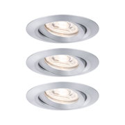 Spot encastré rond en aluminium brossé argenté avec source LED pour un éclairage moderne