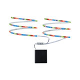 Colorful LED light strips with controller and black battery box for flexible room lighting