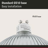 Close-up of a GU10 glass lamp base with white socket for easy installation lighting