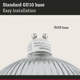 Close-up of a GU10 glass lamp base with white socket for easy installation lighting