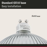Close-up of a GU10 glass lamp base with white socket for easy installation lighting