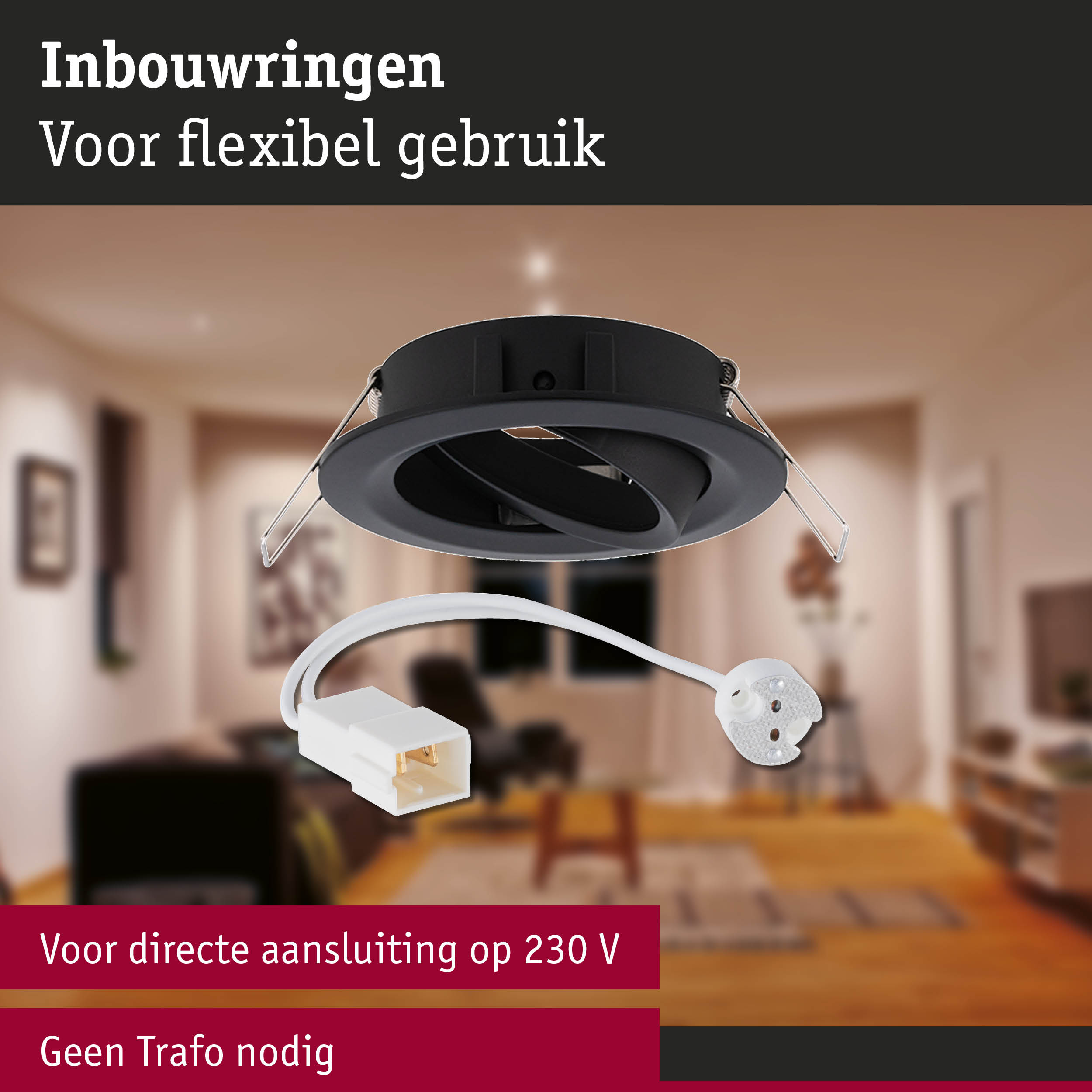 Premium Inbouwlamp zwenkbaar rond 83mm 30° GU5,3 max. 50W 230/12V dimbaar Zwart
