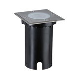 Grondpenlamp met vierkante roestvrijstalen afdekking en zwarte kunststof behuizing voor buitenverlichting