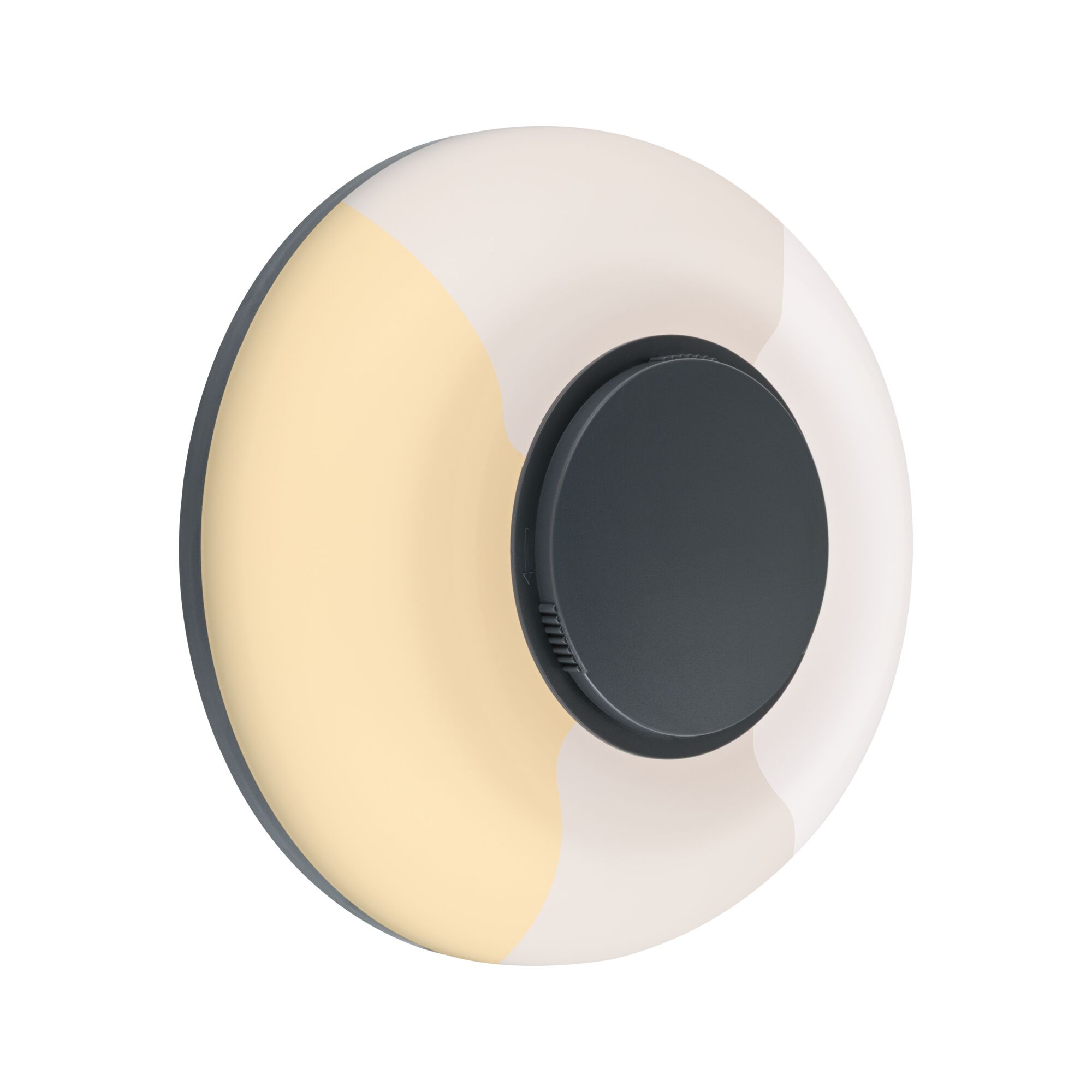 Applique murale LED ronde avec centre noir et lumière blanc chaud pour intérieurs modernes