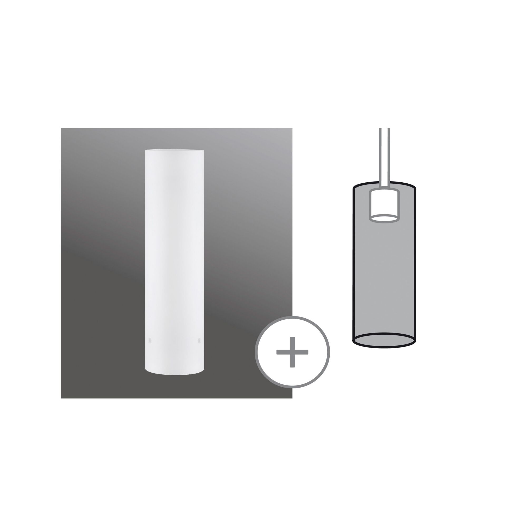White cylindrical glass ceiling light cover with minimalist design for LED lighting fixtures