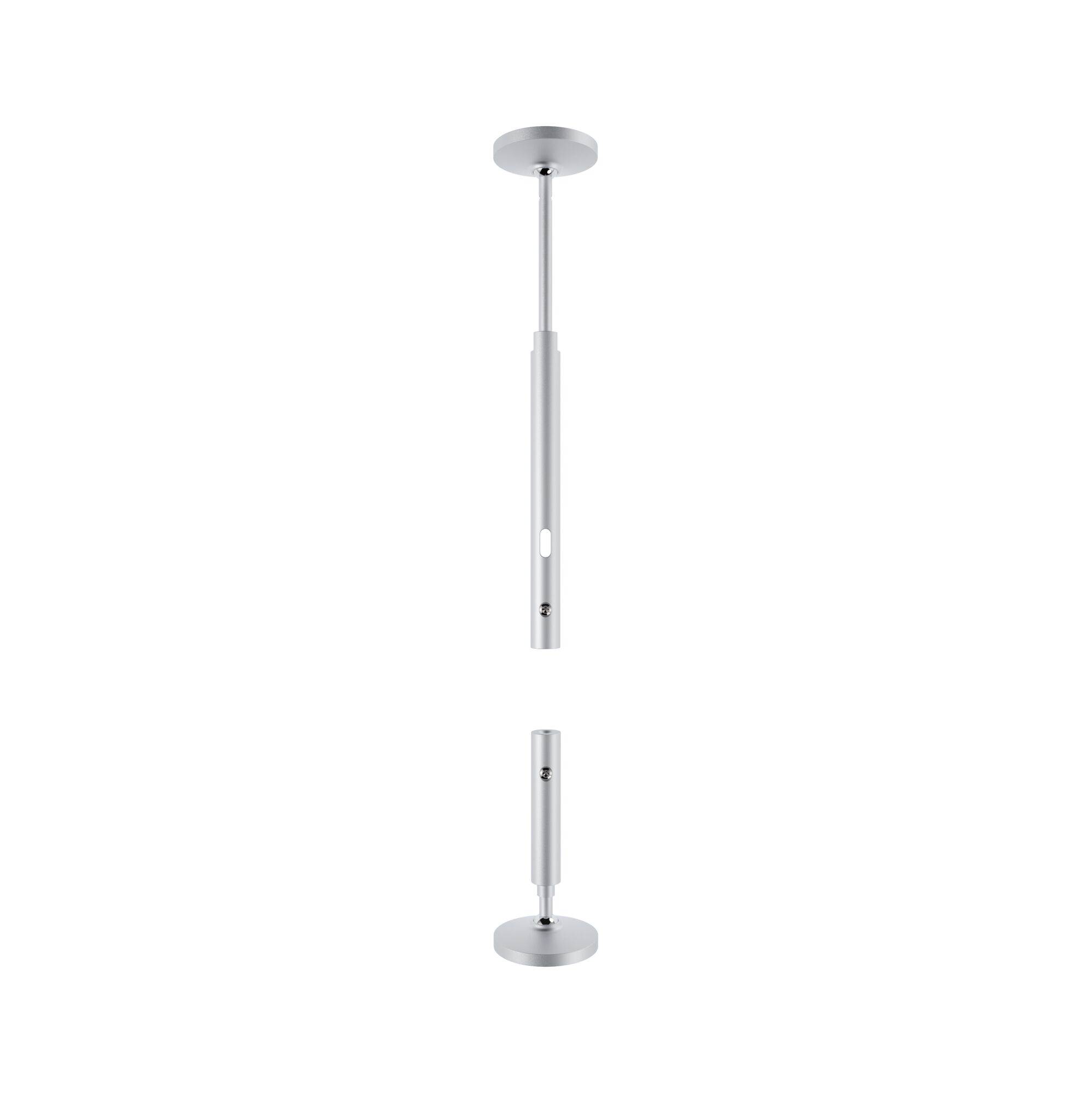 Silver aluminum ceiling pendant with two parts for flexible lighting installation