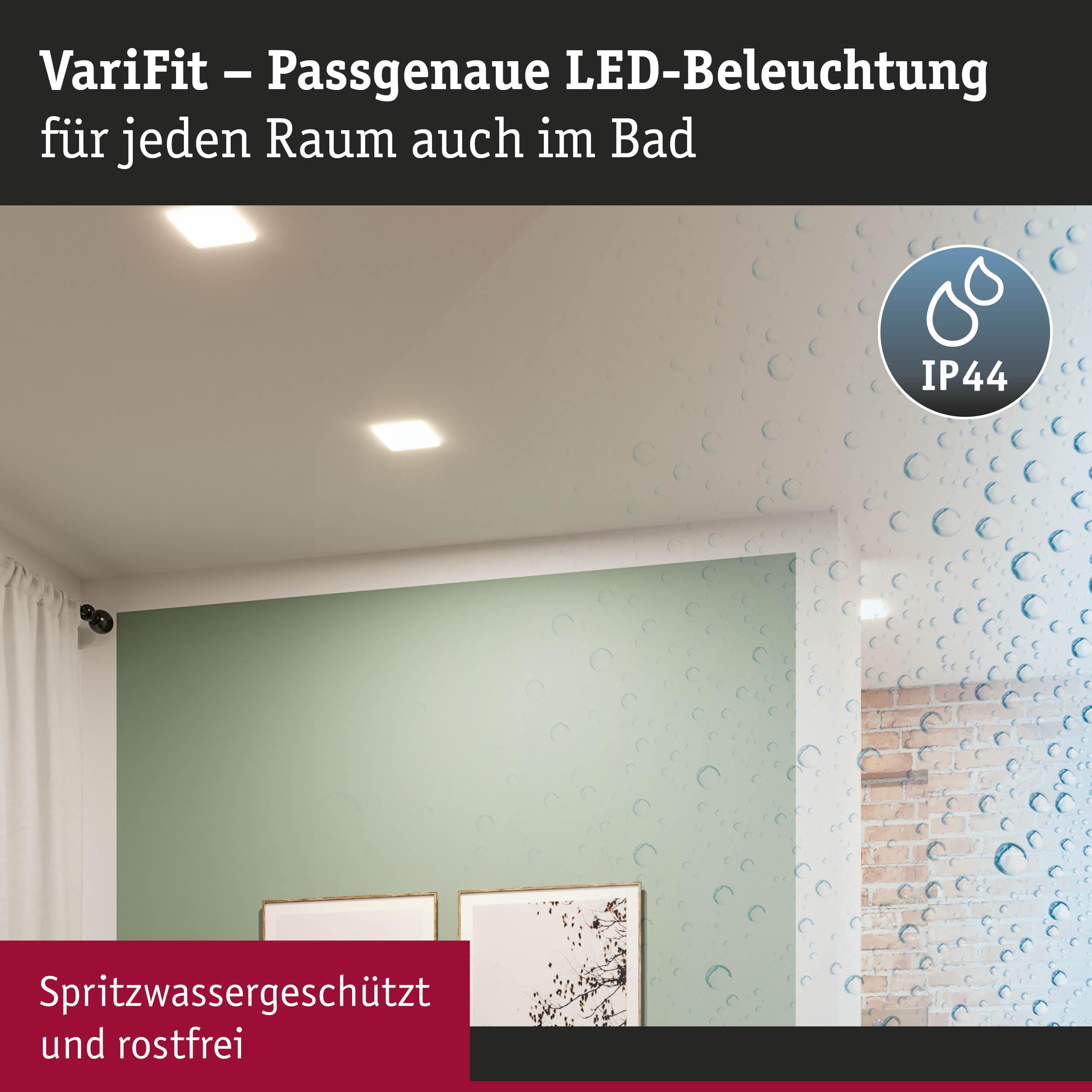 VariFit LED-Deckenleuchten in Weiß, spritzwassergeschützt IP44, ideal für Badezimmerbeleuchtung