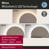 LED-Spiegelleuchte Mirra mit WhiteSwitch-Technologie in drei Weißlichtfarben 3000K, 4000K, 6500K