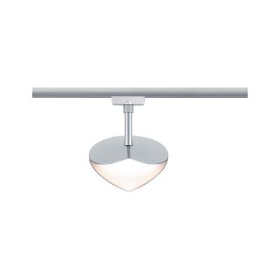 Silver LED track light with heart-shaped metal diffuser for modern indoor lighting solutions