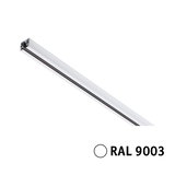 Witte aluminium LED-railschijnwerper in RAL 9003 voor moderne verlichtingssystemen.