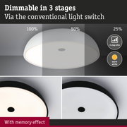 White dimmable LED ceiling light with three brightness levels and memory effect for home lighting