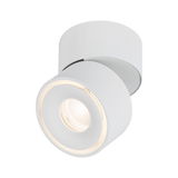 Modern white metal LED ceiling spotlight with warm white light for accent lighting