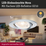 LED-Einbauleuchte Nova aus Aluminium in Silber mit warmweißem Licht und flachem GU10-Reflektor