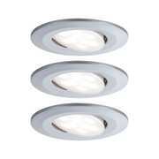 Runder Einbaustrahler aus silbernem Metall mit weißem LED-Licht für moderne Innenbeleuchtung
