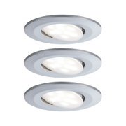 Runder Einbaustrahler aus silbernem Metall mit weißem LED-Licht für moderne Innenbeleuchtung