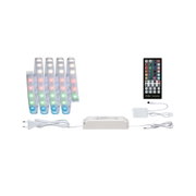 RGBW LED strip light with remote control and white power supply for versatile colour lighting
