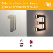 Numéro de maison solaire blanc et noir avec éclairage LED pour une lumière extérieure économique