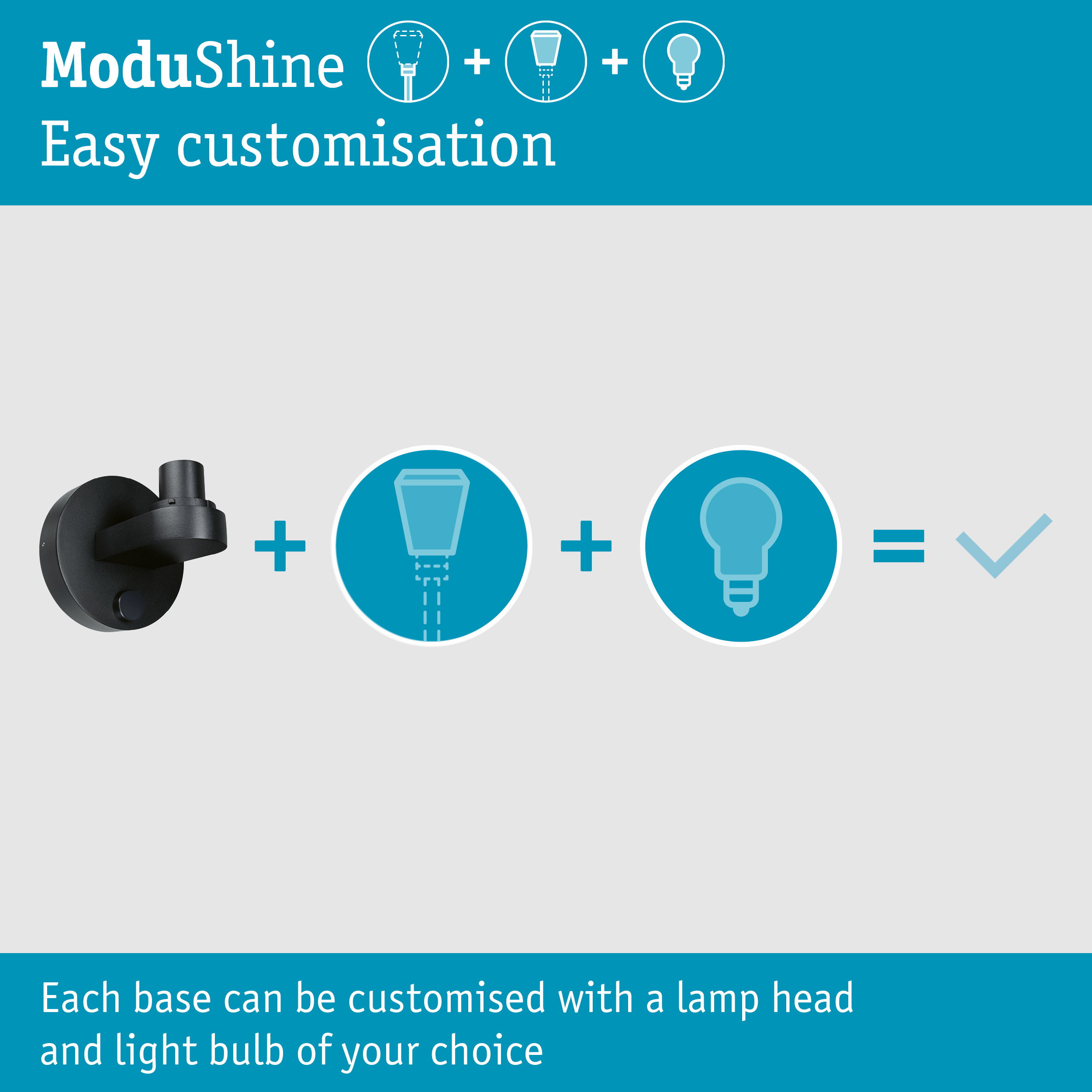 ModuShine Wall mount Single light emission IP44 round Anthracite