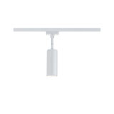 Moderner weißer LED-Spot aus Metall an Schienensystem für flexible Raumbeleuchtung