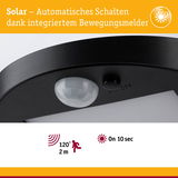 Schwarzer Solar-Bewegungsmelder mit automatischem Schalten und 120° Erfassungswinkel für Außenbeleuchtung