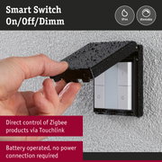Waterproof black smart switch with IP44 rating and dimmable function for Zigbee control